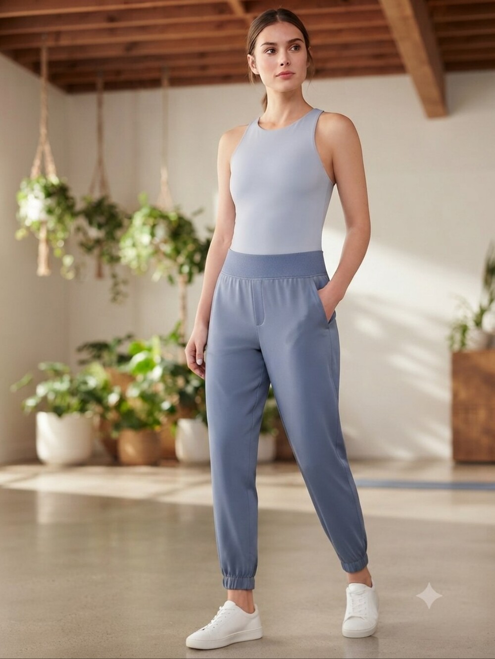 Athleta Brooklyn Mid Rise Jogger Shadow Blue Size 10 Travel Pants Athleisure